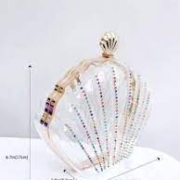 Mini Rhinestone & Bead Decor Transparent Dome Women's Clear Crossbody Handbag - Picture 5 of 11